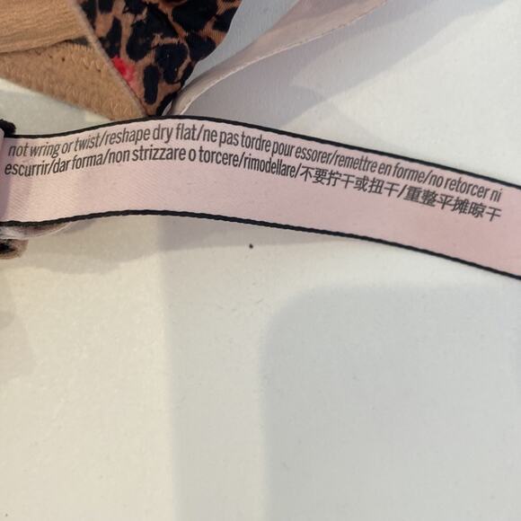 Victoria’s Secret Push Up Bra Leopard Print Floral EUC Sz 34C Sexy Everyday Wear - Picture 7 of 7